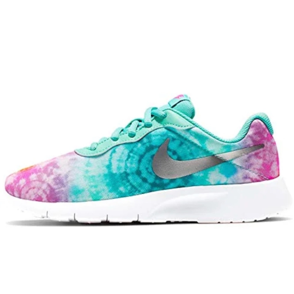 NWOT Nike tie dye rainbow Tanjun running shoes youth size 5.5